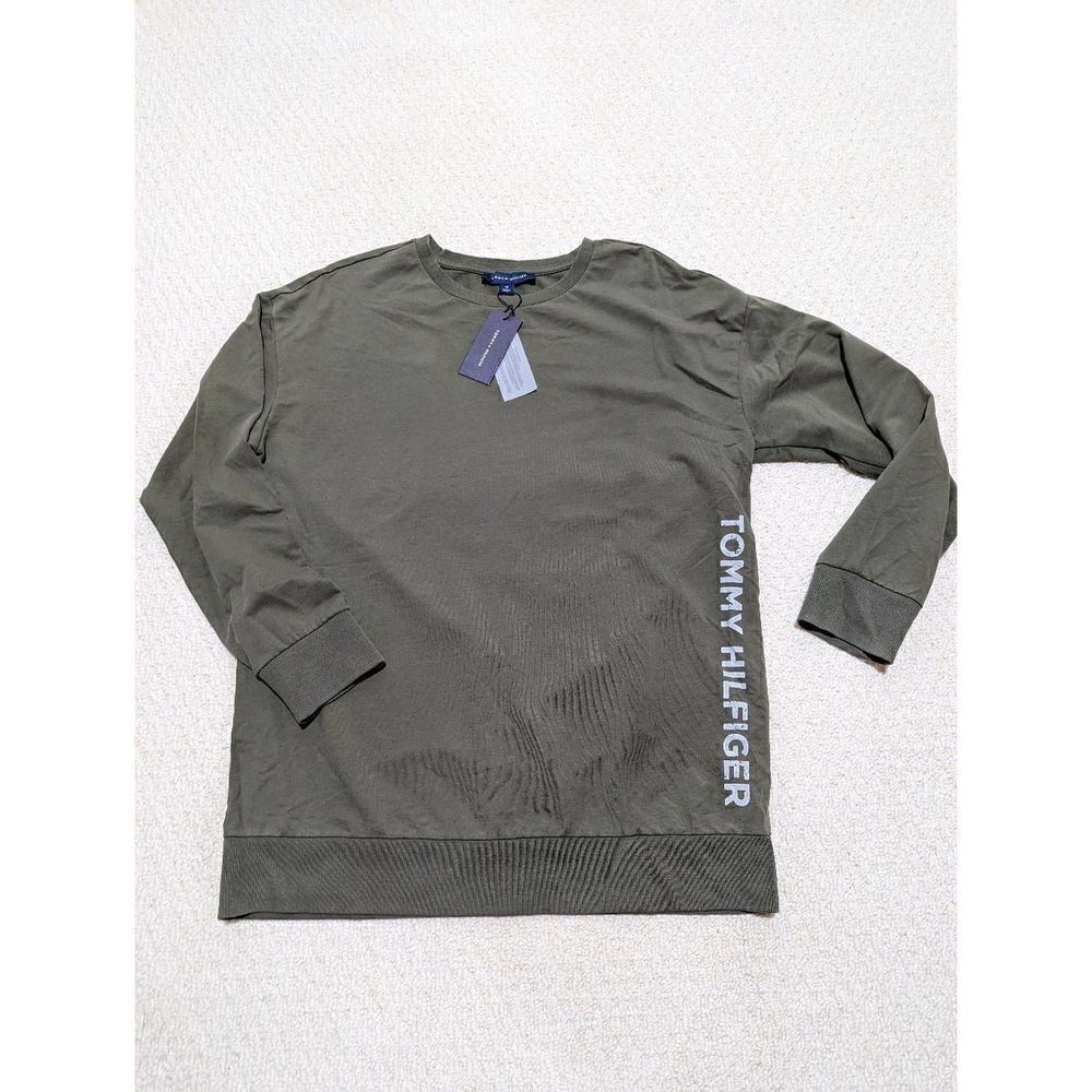 Tommy Hilfiger Womens Essential Pullover Sweatshirt Olive Green Size Medium NWT